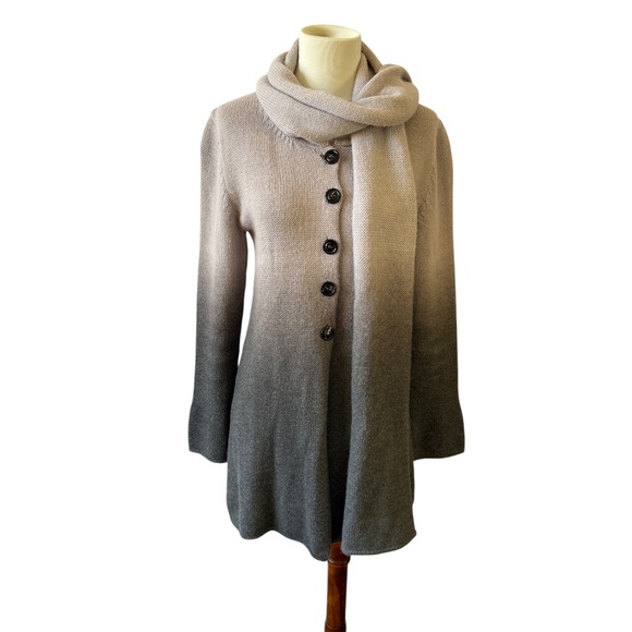 MARC CAIN SWEATER CARDIGAN SCARF SET WOOL ALPACA BLD COZY CHIC LUXURY KNIT 2 - Picture 2 of 12